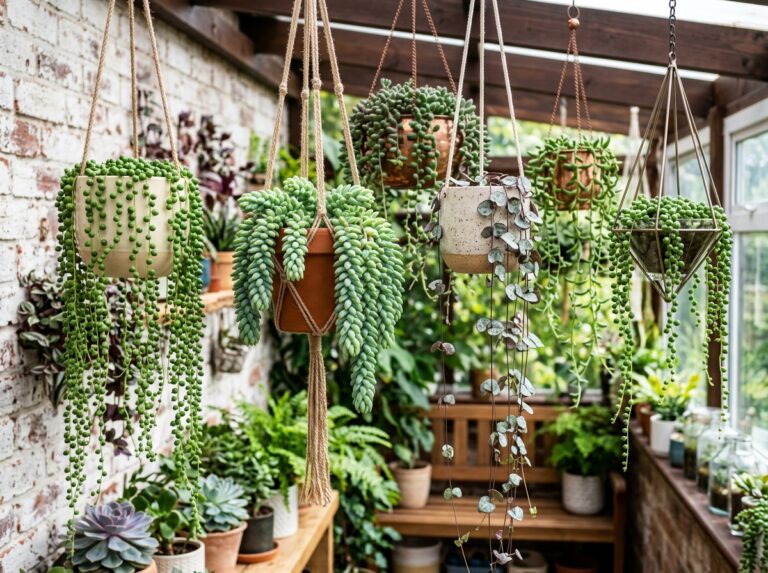 different types of hanging succulents